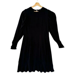 next Black Long Puff Ballon Sleeve Elastic Smocked Cuff Midi Dress Plus Size 14